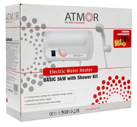 Проточный водонагреватель ATMOR Basic 5 Kw SHOWER (душ) - фотография № 4