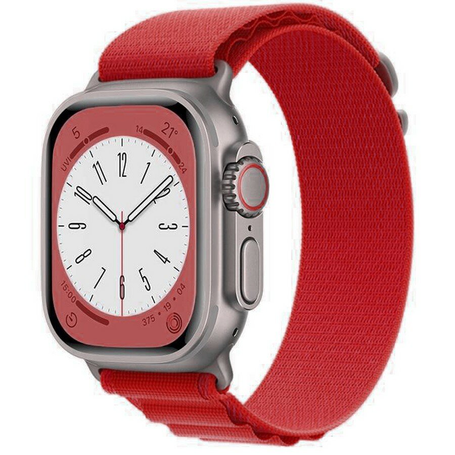 Тканевый ремешок "Альпийская петля" для Apple Watch 42 мм/44/45 mm/ series 1 2 3 4 5 6 7 8 /SE/SE 2022, Ultra красный
