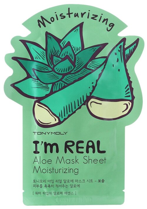 TONY MOLY тканевая маска I’m Real Aloe, 21 г, 21 мл