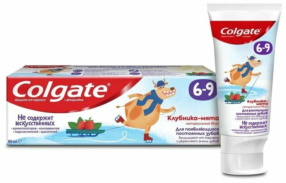 Colgate Детская зубная паста Доктор Заяц "Клубника и мята" с фторидом, 6-9 лет, 60 мл