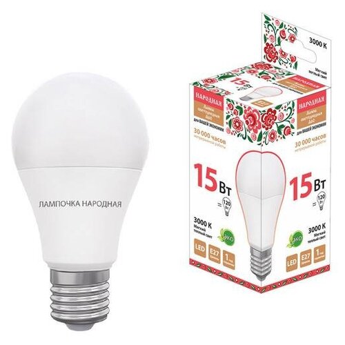 фото Лампа светодиодная нл-led-a60-15 вт-230 в-3000 к-е27, (60х112 мм), народная sq0340-1514 (упаковка 10 шт) tdm еlectric