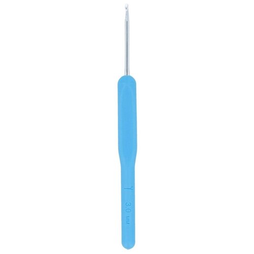 Крючок Gamma для вязания с пластиковой ручкой MHP диаметр 3 мм, длина 14 см, голубой крючок вязание