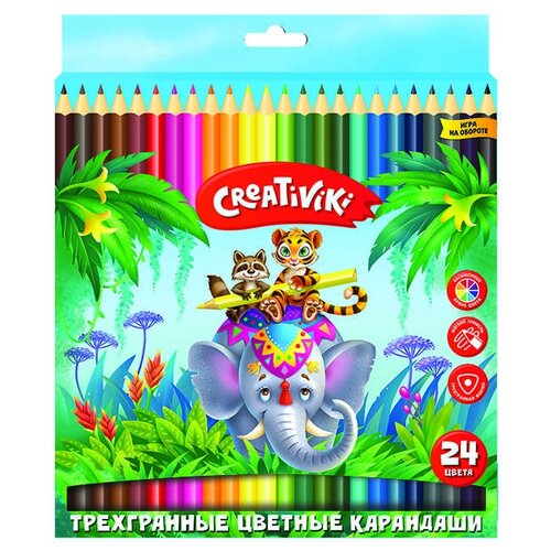 фото Карандаши цветные 24 цвета creativiki (дерево, 3гр) картонная упаковка