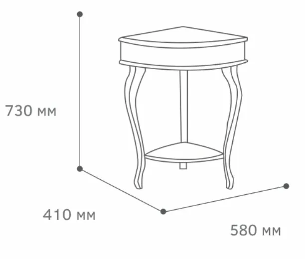 Консоль мебельная угловая Элегант (73х58х41см) туалетный столик трюмо орех - фотография № 9