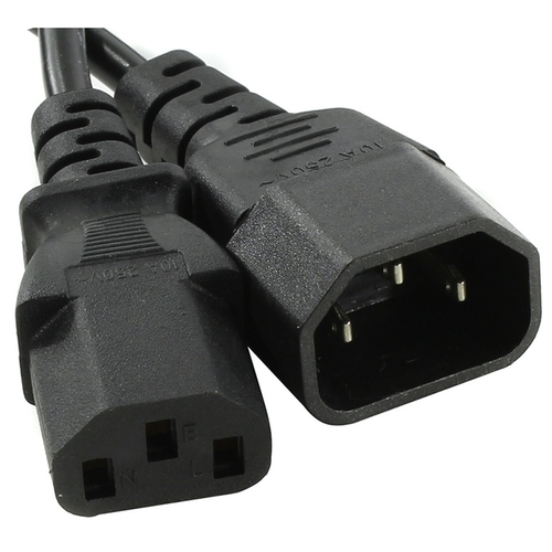 кабель ibm iec320 c14 c13 c13 c14 2 8m 250v 10a high voltage line cord jumper 36l8886 e71924f Кабель Aopen C13 - C14 (ACE001), 3 м, черный