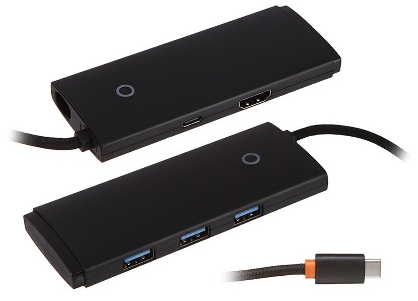 Хаб USB Baseus Lite Series 5-Port Type-C HUB Type-C - HDMI+3xUSB 3.0+PD Black WKQX040001