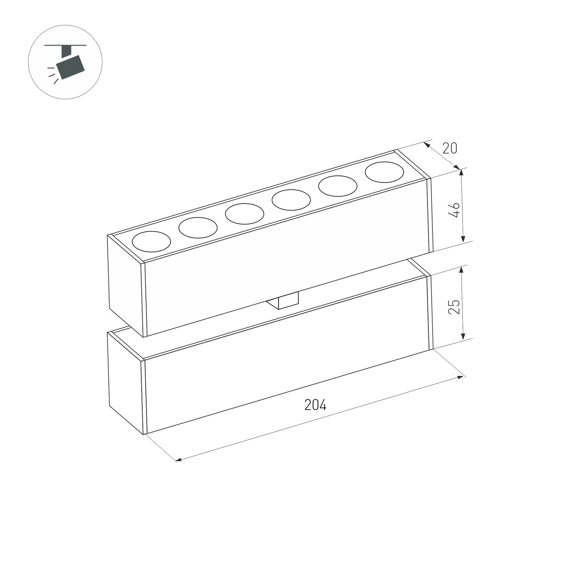 Светильник MAG-DOTS-FOLD-25-S200-6W Day4000 (BK, 30 deg, 24V) (Arlight, IP20 Металл, 3 года) - фотография № 6