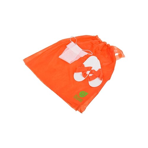 фото Одноразовый набор для женщин, для бани и сауны (парео, тапочки и трусики), оранжевый"банные штучки"/20