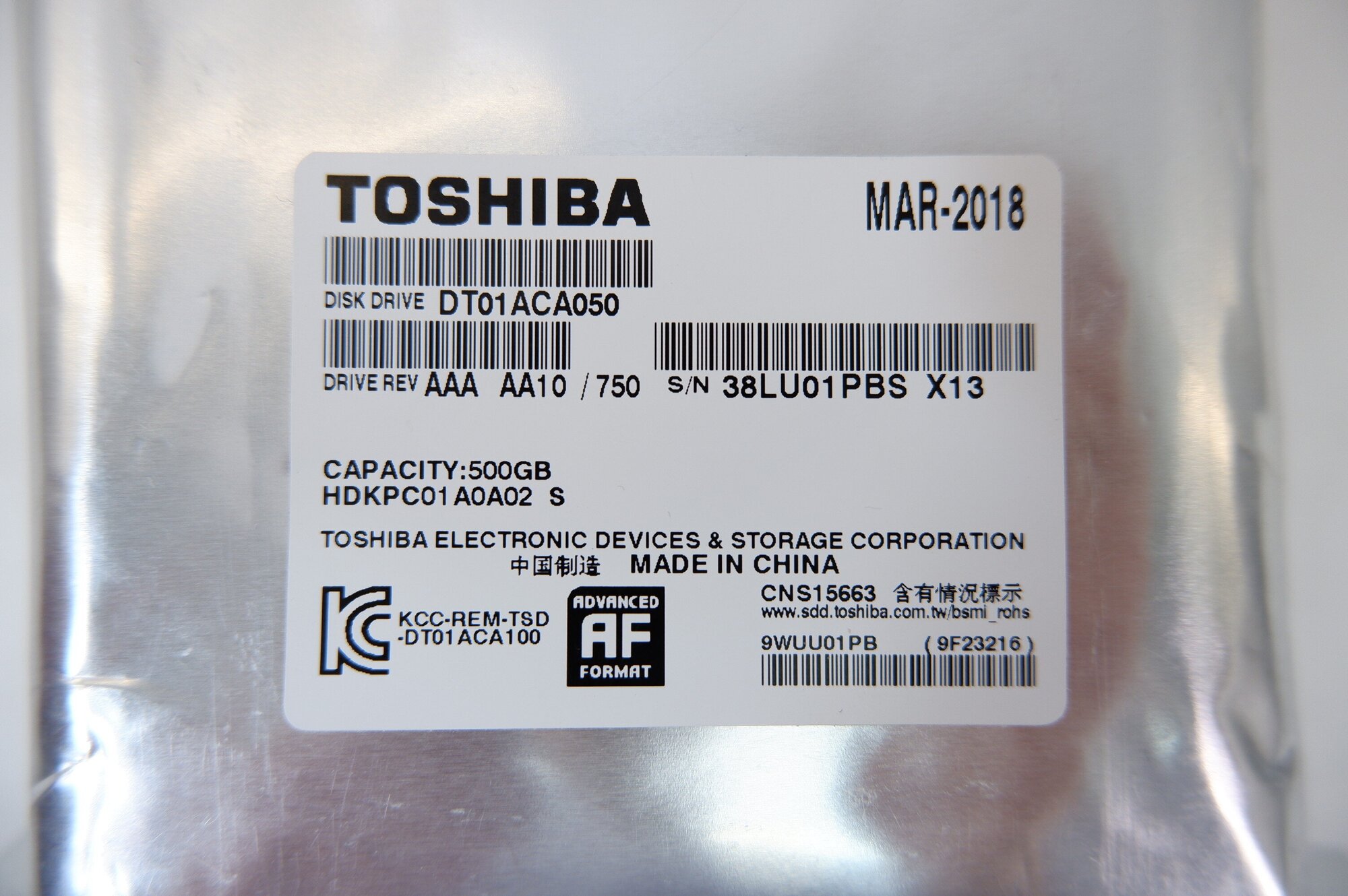 Жесткий диск Toshiba 500 ГБ DT01ACA050