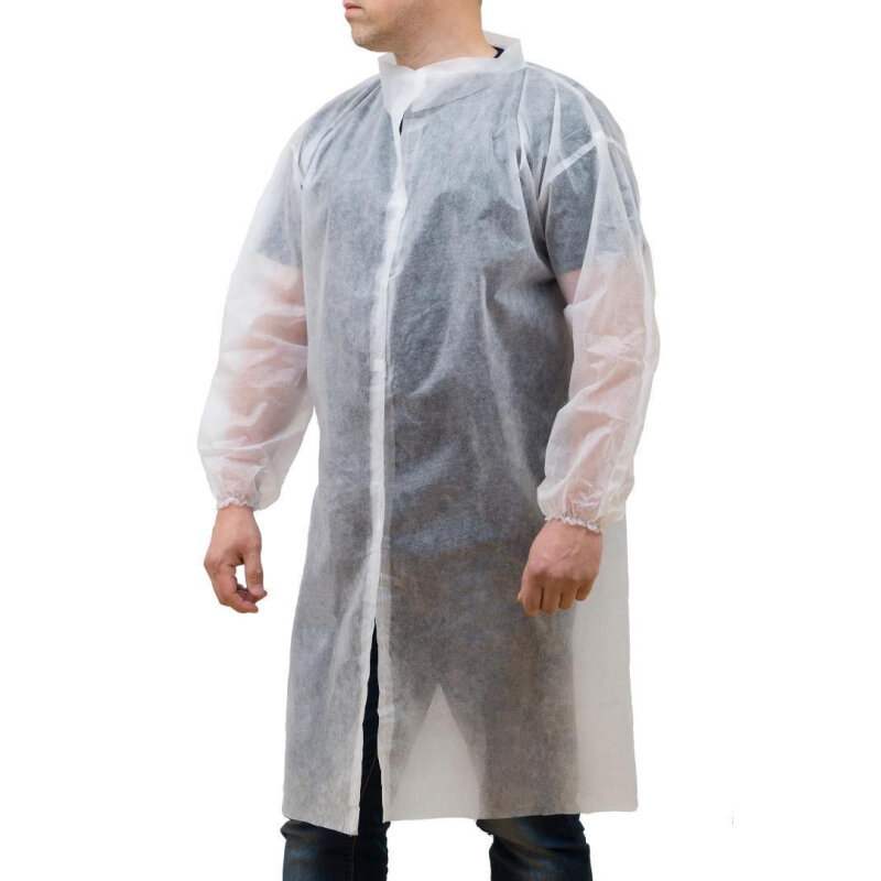 фото Халат н/с процед, на липучках, рукав на резинке, р-р (XL), белый, 10шт/уп