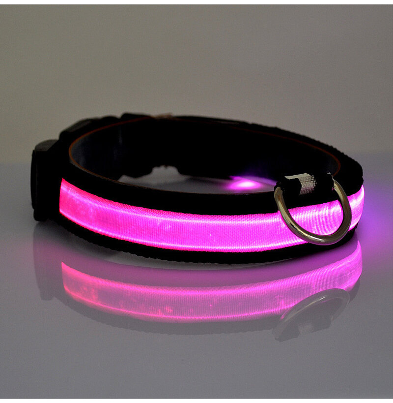 Ошейник для собак / Светящийся ошейник для собак, светодиодный LED, розовый, размер ХL - фотография № 1
