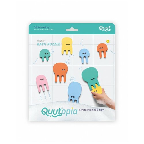 Мягкий 2D пазл для игры в ванне Quutopia. Медузы, 10 эл