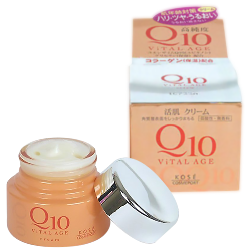 Kose Cosmeport Q10 Vital Age Cream Увлажняющий крем для лица с коэнзимом Q10 и морским коллагеном, 40 г