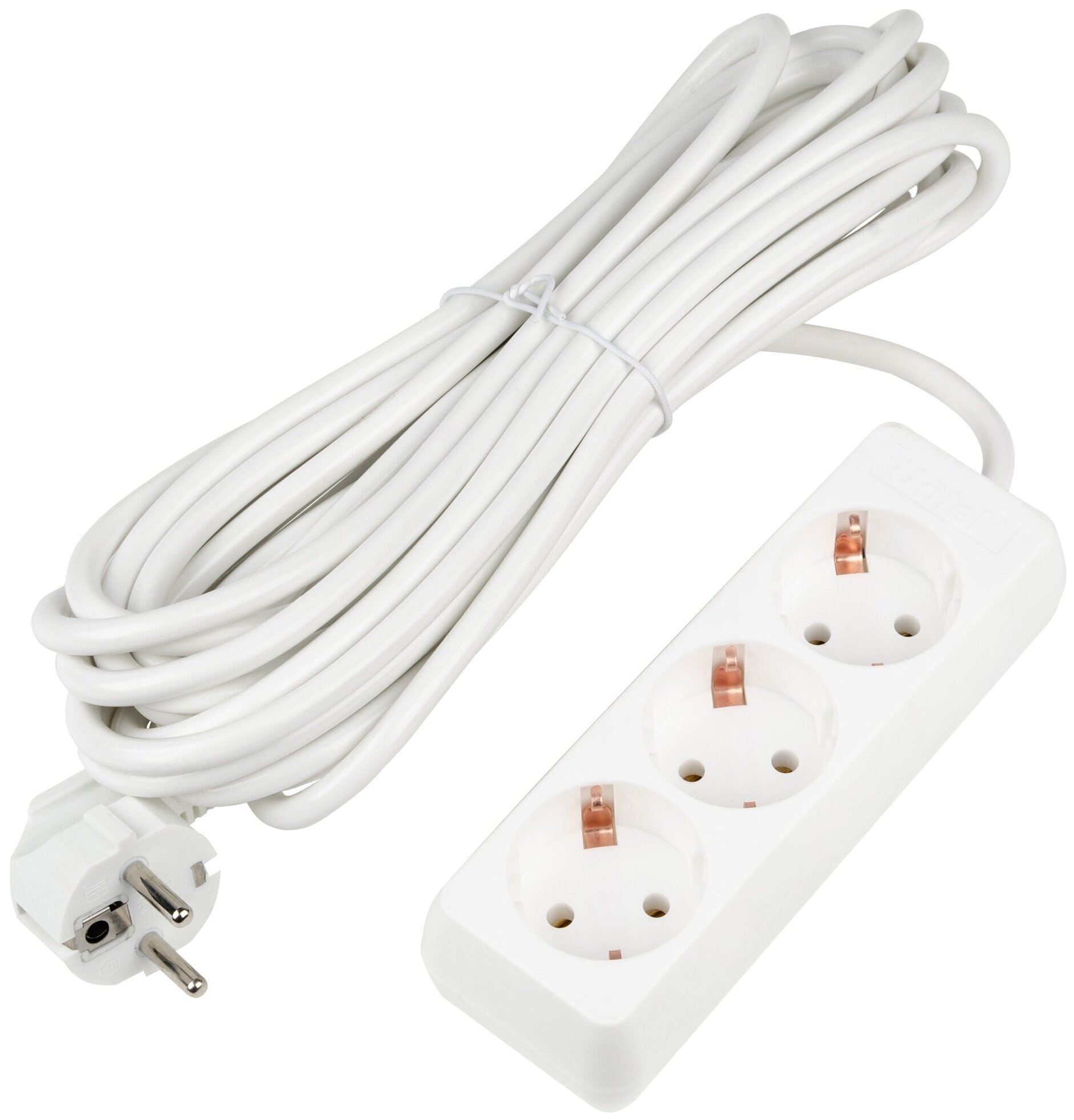фото S-GCU3-3 WHITE Удлинитель Uniel 3 гнезда 3 метра с/з 3500W (Ultra) белый