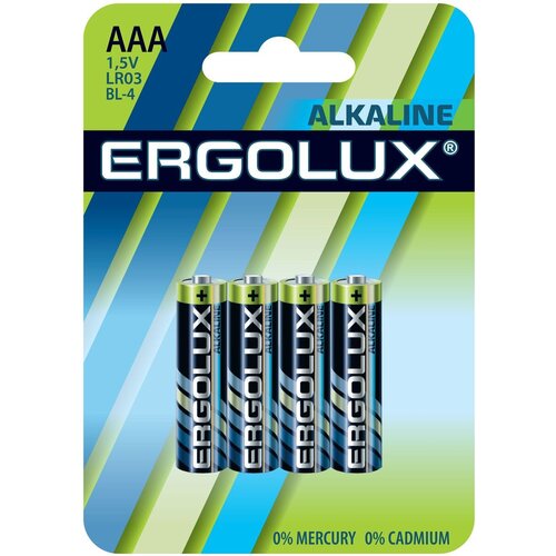 Батарейка Ergolux LR03, Alkaline, SR4,1.5В 14281 батарейка ergolux alkaline lr14 bl 2 c 1622917