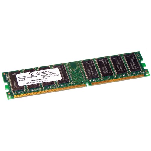 Оперативная память Infineon 512 МБ DDR 266 МГц DIMM CL2 HYS64D64020GU-7-B оперативная память samsung 512 мб ddr 266 мгц sodimm cl2 5 m470l6423dn0 cb0