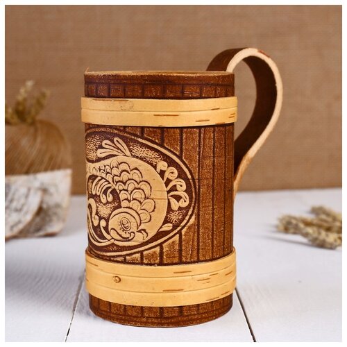 фото Кружка "карп", 500 мл, береста сима-ленд