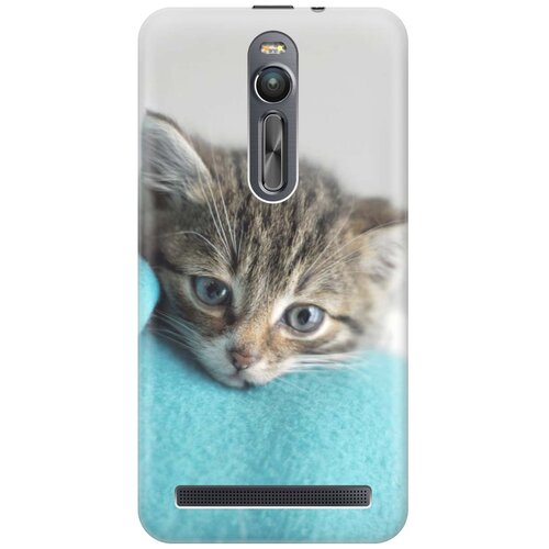 фото Cиликоновый чехол на asus zenfone 2 (ze551ml) / асус зенфон 2 с принтом "котенок на пледе" gosso