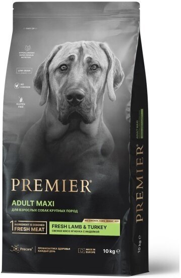 Корм сухой Premier Pet Premier Ягненок с индейкой для взрослых собак крупных пород, 10 кг