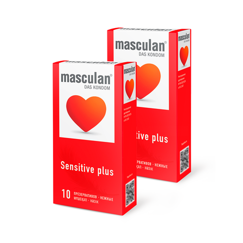 Презервативы Masculan Sensitive plus №10, 2 упаковки (20 презервативов, нежные) презервативы masculan 1 classic 10 2 упаковки 20 презервативов нежные