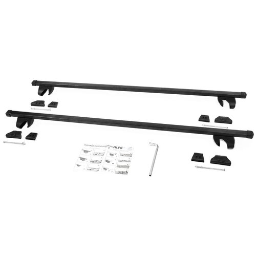 фото Багажник на рейлинги amos alfa для mercedes m-class w163 кроссовер 1998-2005 5 дв., с прямоугольными дугами 140 см в пластике