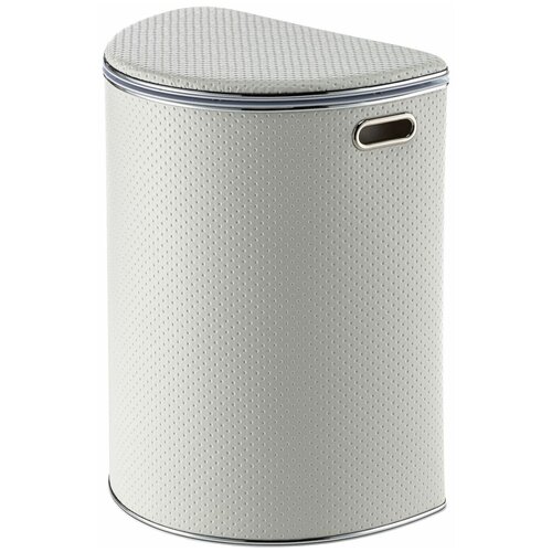 Корзина для белья Geralis PWH-O PUNTO белая, кант хром, полукруглая