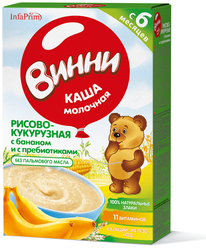 Каша Винни молочная рисово-кукурузная с бананом и пребиотиками, с 6 месяцев, 200 г