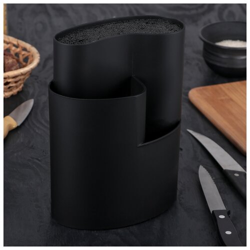 фото Подставка для ножей и столовых приборов"нео" 18х11 см, цвет чёрный 4098643 сима-ленд