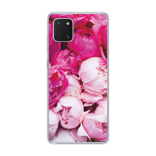 Силиконовый чехол на Samsung Galaxy Note 10 Lite / Самсунг Гэлакси Нот 10 Лайт Пионы розово-белые