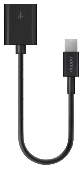 Адаптер OTG DEPPA , USB - microUSB, 0.15м, черный - фото №1