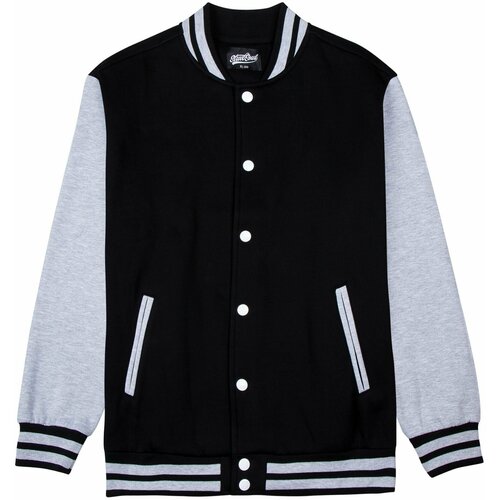 фото Толстовка street soul бомбер трикотажный / street soul / varsity classic jacket v 3, средней длины, трикотажная, утепленная, размер xxl, серый, черный