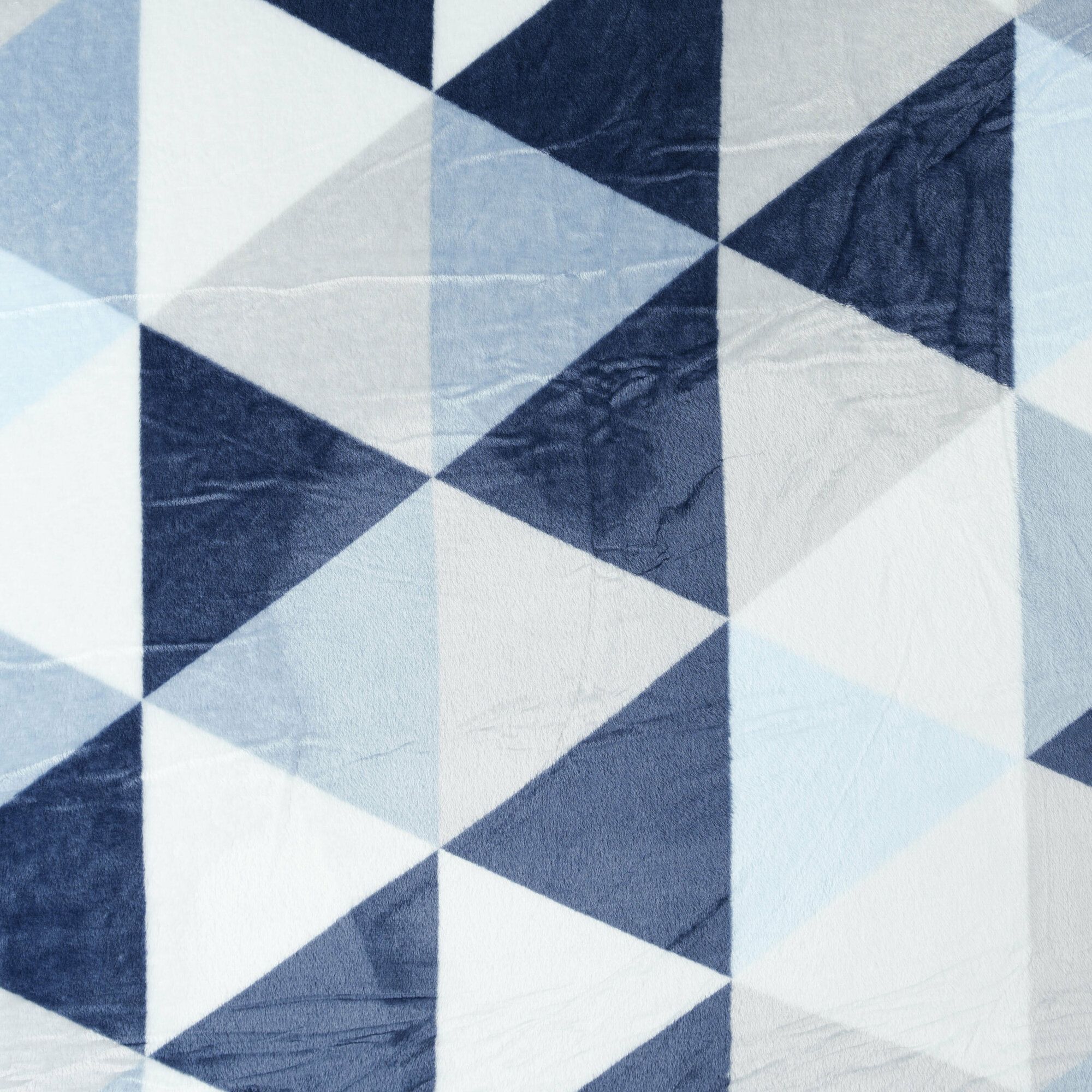 Мягкий плед на большую кровать, 220 х 240 см, серо-синий, геометрический рисунок