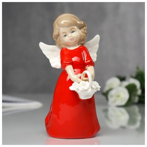 фото Сувенир "ангел в красном платье" 15х7,5х7 см 1533486 сима-ленд