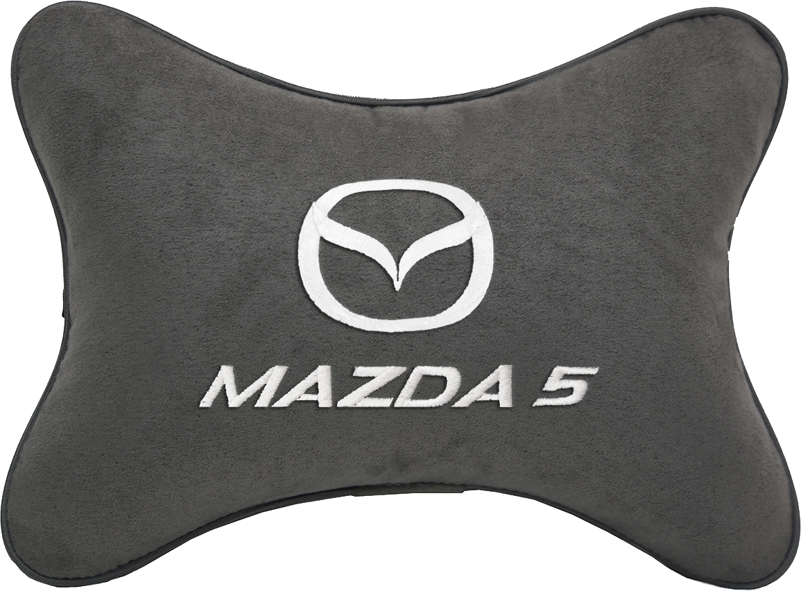 Подушка на подголовник алькантара D.Grey с логотипом автомобиля MAZDA 5