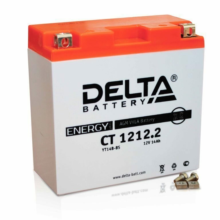 Аккумулятор мотоциклетный Delta CT1212.2 YT14B-BS 12V 12Ah AGM(залит и готов к применению)