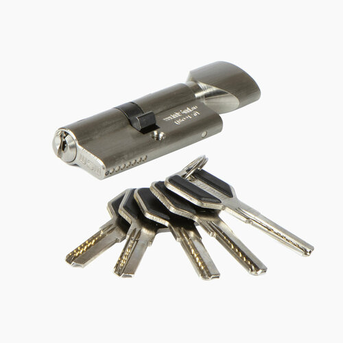 цилиндровый механизм личинка для замка с перфорированным ключами ключ вертушка cw70mm sn матовый никель msm Цилиндровый механизм MSM CW80 mm SN, ключ-вертушка