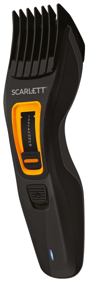 Машинка для стрижки волос и бороды, сетевая и аккумуляторная, SC-HC63C62, черный с оранжевым, 1 насадка, регулировка длины, стальные самозатачивающиеся лезвия - фотография № 1