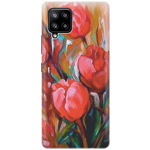 фото Cиликоновый чехол на samsung galaxy a42 / самсунг а42 с принтом "тюльпаны" gosso