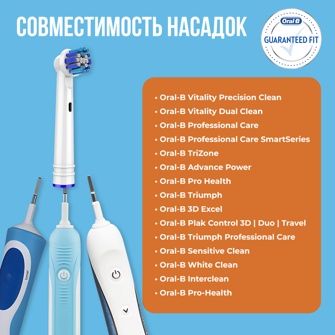 Насадки для электрических зубных щеток 4 штуки / Совместимые с Oral-B Braun / Насадки oral b на зубные щетки мягкие 4 штуки - фотография № 9