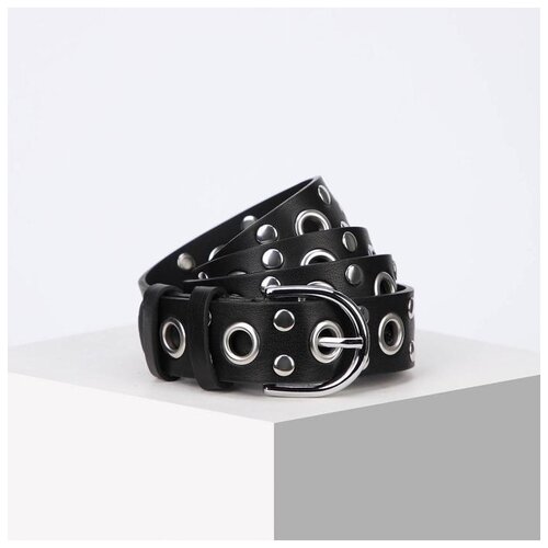 фото Ремень женский, ширина 3.5 см, винт, пряжка металл, цвет чёрный сима-ленд