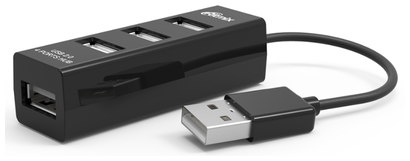 USB-концентратор  Ritmix CR-2402, разъемов: 4, 10 см, черный