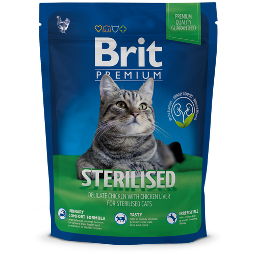 Brit Premium adult cat sterilised chicken производство Россия, Брит 2 кг