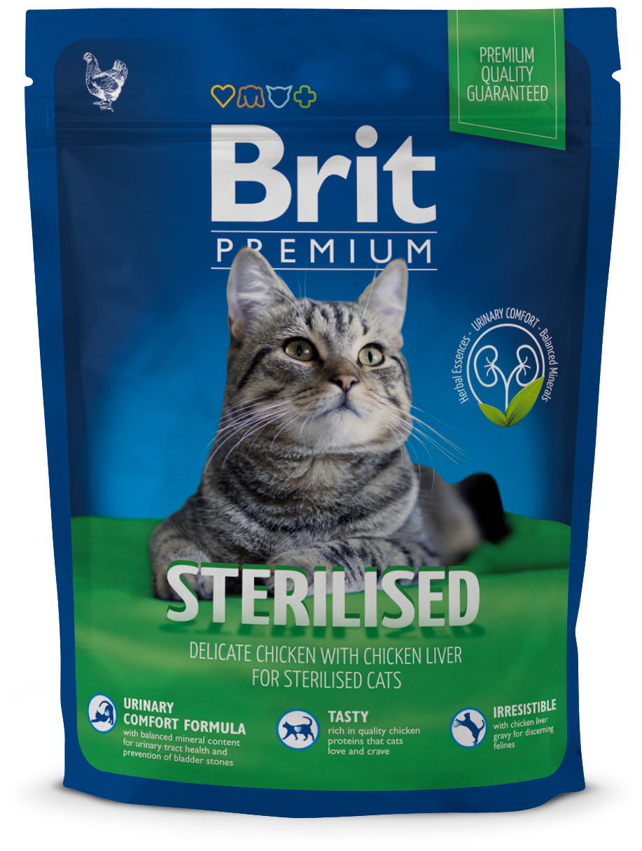 Brit Premium adult cat sterilised chicken производство Россия Брит 2 кг