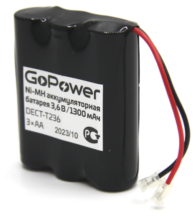 ABC Аккумулятор GoPower T236 00-00015312, 3.6В 1300мАч Ni-MH 3xAA, для радиотелефонов DECT (1шт./уп.) (oem)