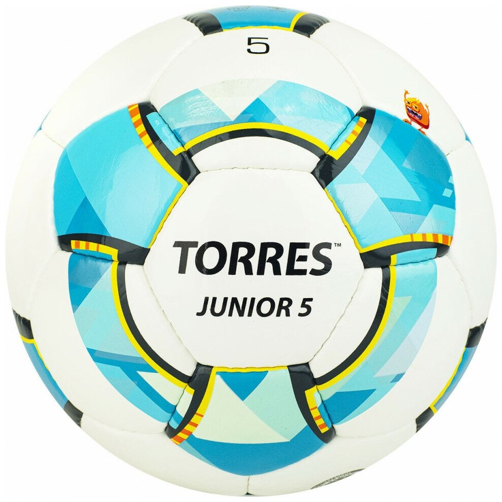 Мяч футб. "TORRES Junior-5" арт. F320225, р.5, вес 390-410 г, глянц. ПУ,3 сл,32 п, руч. сш, бел-гол-сер