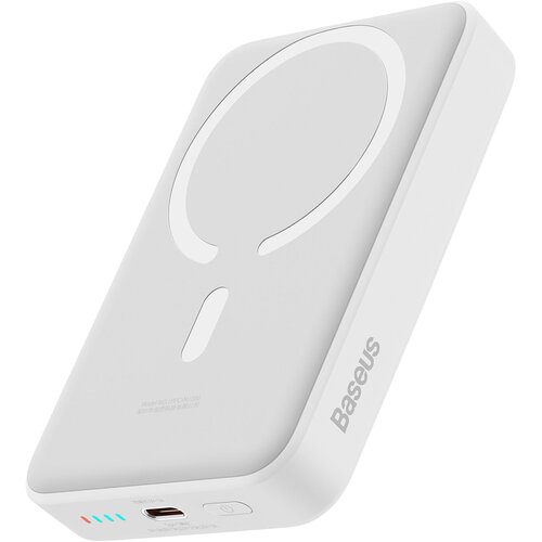 Внешний аккумулятор Baseus Magnetic Mini Wireless Fast Charge Power Bank 10000mAh 30W с кабелем Type-C to Type-C 30cm (PPCX110002) Белый внешний аккумулятор с беспроводной зарядкой baseus magnetic mini air wireless fast charge power bank 6000mah 20w с кабелем type c фиолетовый