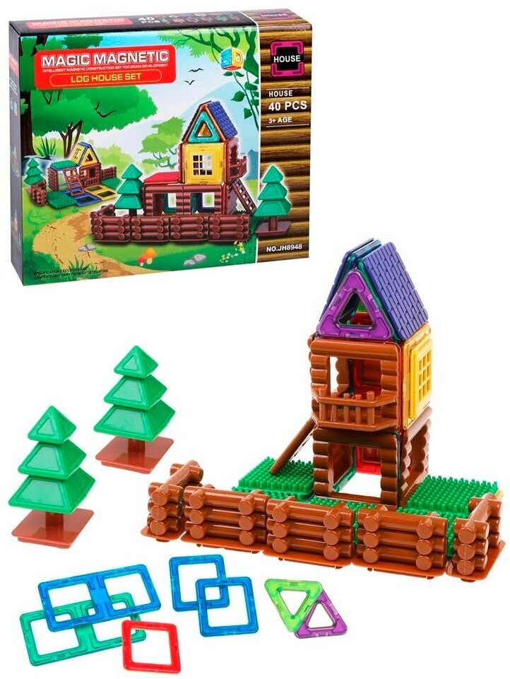 Наша игрушка Магнитный конструктор Magic Magnetic Log house 40 деталей Наша Игрушка Y74558340