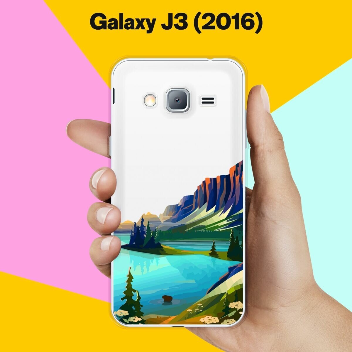 Силиконовый чехол на Samsung Galaxy J3 (2016) Озеро и горы / для Самсунг Галакси Джи 3 2016