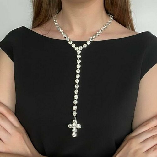 Колье женское бижутерия - галстук крест ожерелье