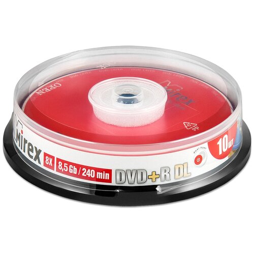 Диск Dvd+r Mirex 8.5 Gb, 8x, Cake Box (10), Dual Layer (10/300)